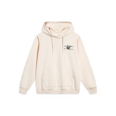 Li Ning Sports Lifestyle Series Letter Print Hooded Pullover Long Sleeve Hooded Hoody Hoody Swan-White AWDT393-1