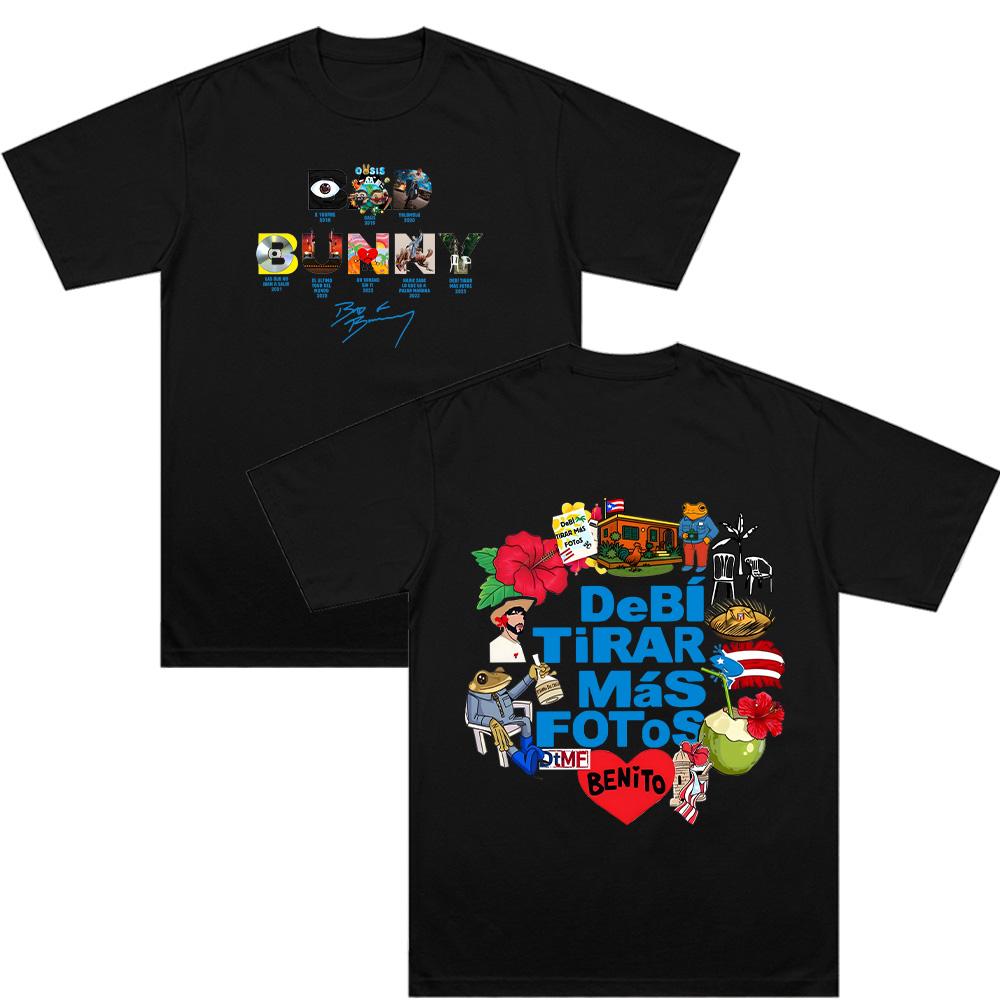 Bad Bunny X Debi Tirar Mas Fotos World Tour 2026 T-shirts Mens Clothes High Quality 100%Cotton Tshirt Ashion Y2K Unisex Tees bad bunny super bowl