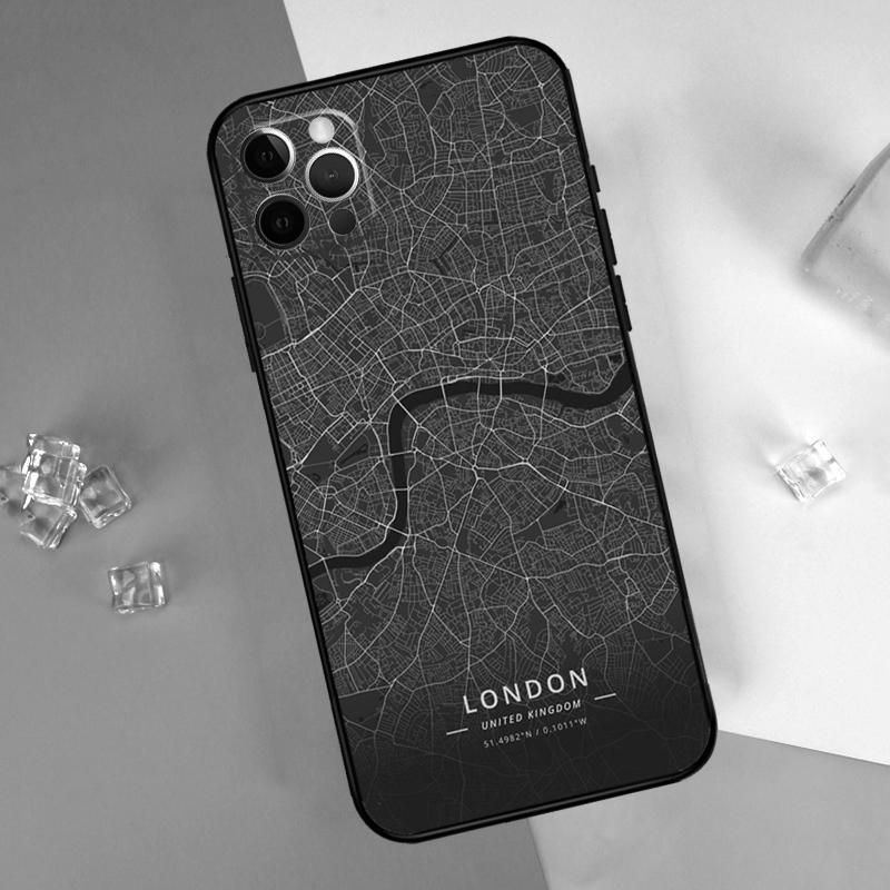 Ins Travel Country Sketch City Map Phone Case For iPhone 16 Pro Max 13 12 Mini 11 14 15 Pro Max XR 16 15 Plus 16e Cover Shell