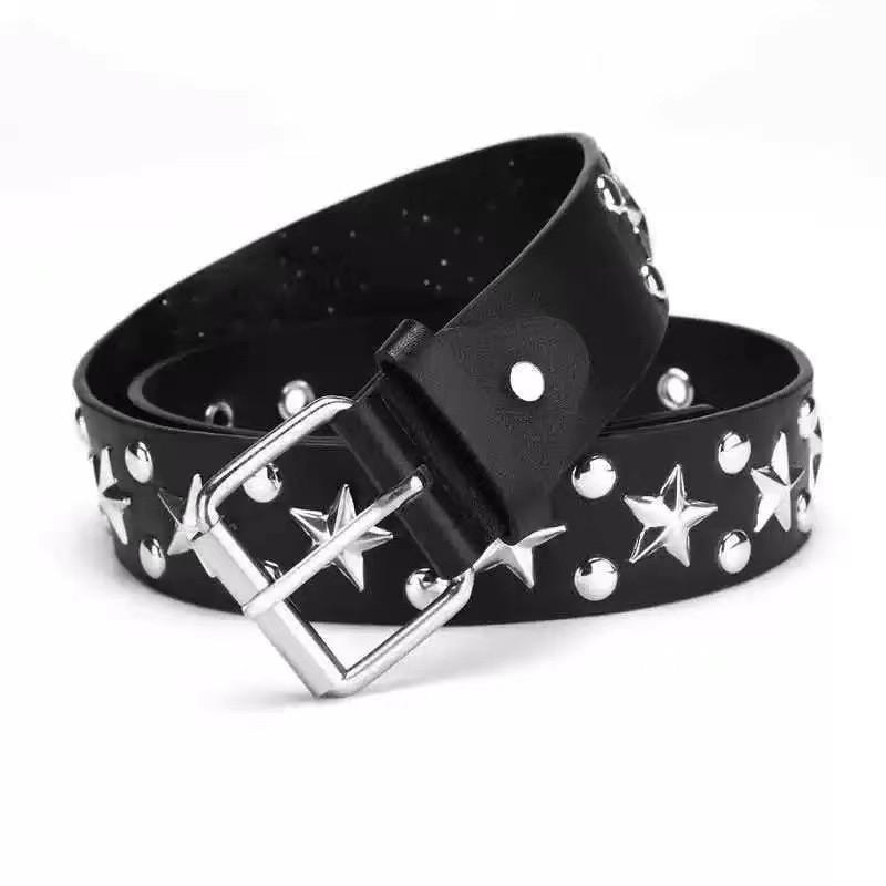 Studded Punk PU Belt Women Men Y2K Trendy Adjustable Waistband With Square Rivets Gothic Chic Accessory