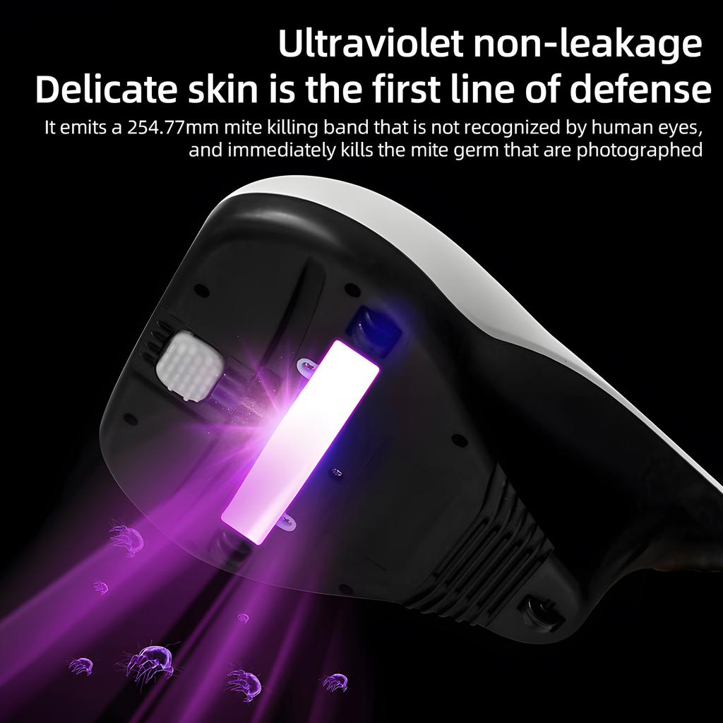 Пылесос для кровати, 10 кПа, сильное всасывание и малошумный моющийся HEPA-фильтр фиолетового цвета для глубокой очистки