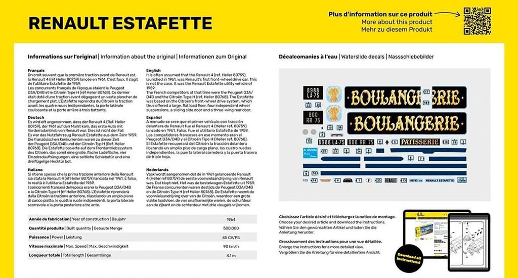 Масштабная модель Renault Eutafette Delivery Van Platz Heller Пластиковый набор HE80743 1/24