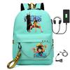 Школьная сумка-рюкзак USB с принтом One Piece для учеников начальной и средней школы, для мужчин и женщин, с лямками