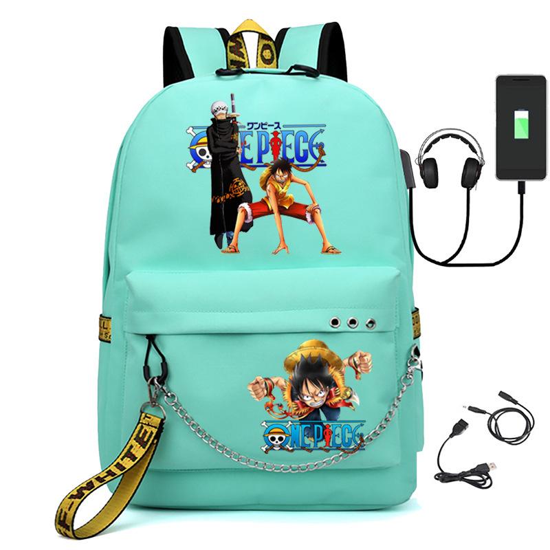 Школьная сумка-рюкзак USB с принтом One Piece для учеников начальной и средней школы, для мужчин и женщин, с лямками