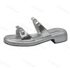 Fashion Womens Slippers 2025 New Summer Low Heel Silver Women's Comfortable Outdoor Beach Shoes Platform Bowknot Fashion Dress Slippers