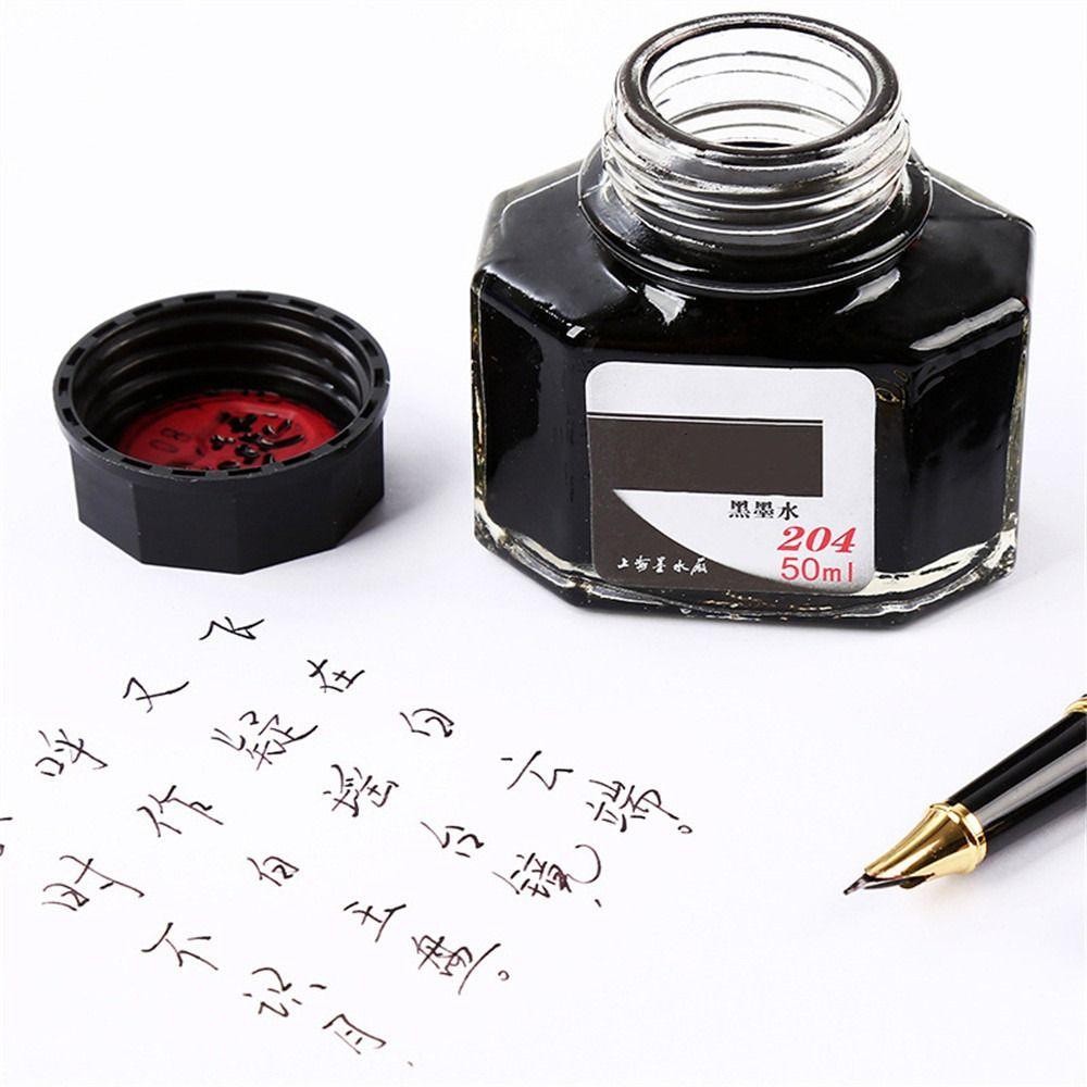 Шестигранные чернила для перьевой ручки в стеклянном флаконе - 50 мл, Красные, Синие, Черные для студентов и любителей канцелярских товаров