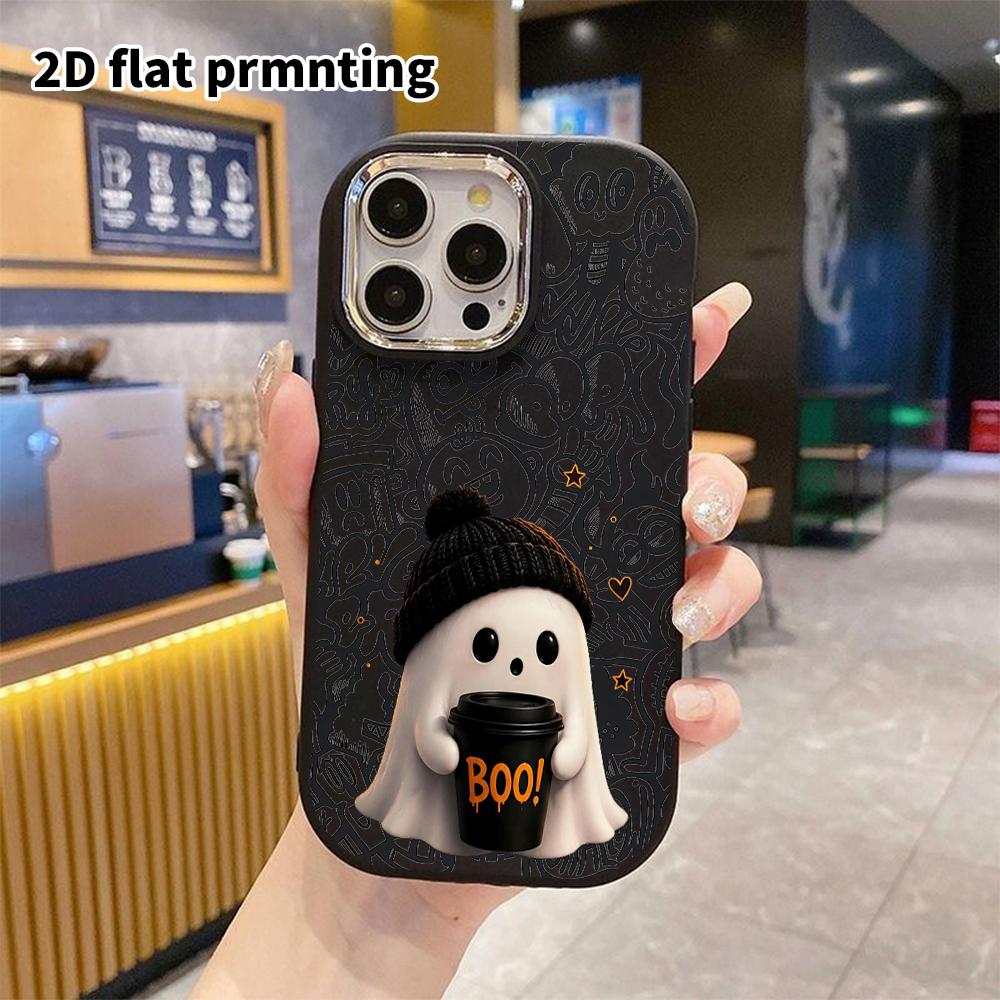 Phone case: 2D flat design suitable for iPhone 18 17 16 15 14 13 Pro protective case, couple style, Halloween theme, Christmas and Halloween gifts