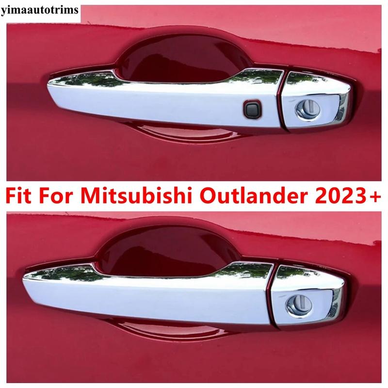 Car Side Door Handle Decoration Protection Cover Trim For Mitsubishi Outlander - 2025 ABS Chrome / Carbon Fiber Accessories