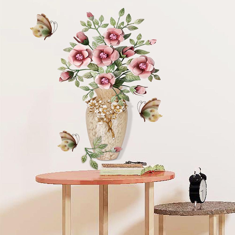 Sweet Room,Bird Fish Flower Vase Wall Sticker Poster Living Room Hallway Background Wall Sticker