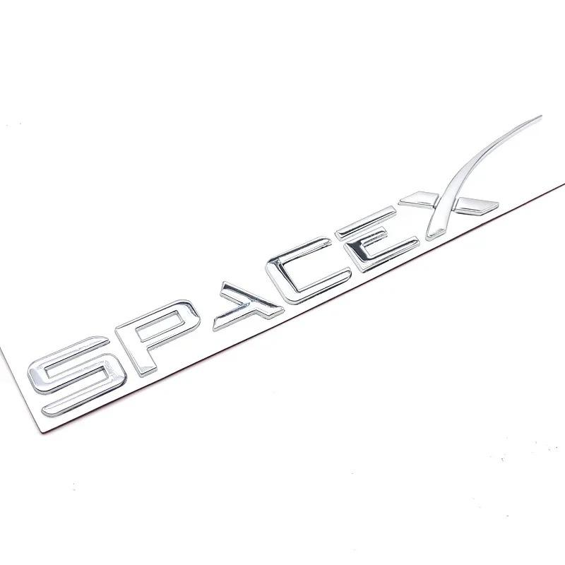 ALJ1 SpaceX Letters Sticker For Tesla Model 3 X Y S Tail Letter Label Emblem Car Accessories Stickers Logo Emblems Zinc Alloy SPACEX