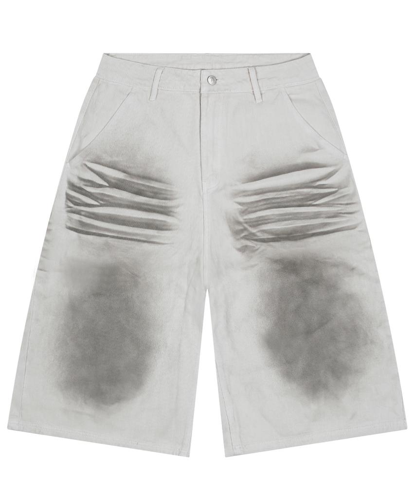 XTONZ Xp287 Dirty Washed Bermuda Cotton Pants (White)