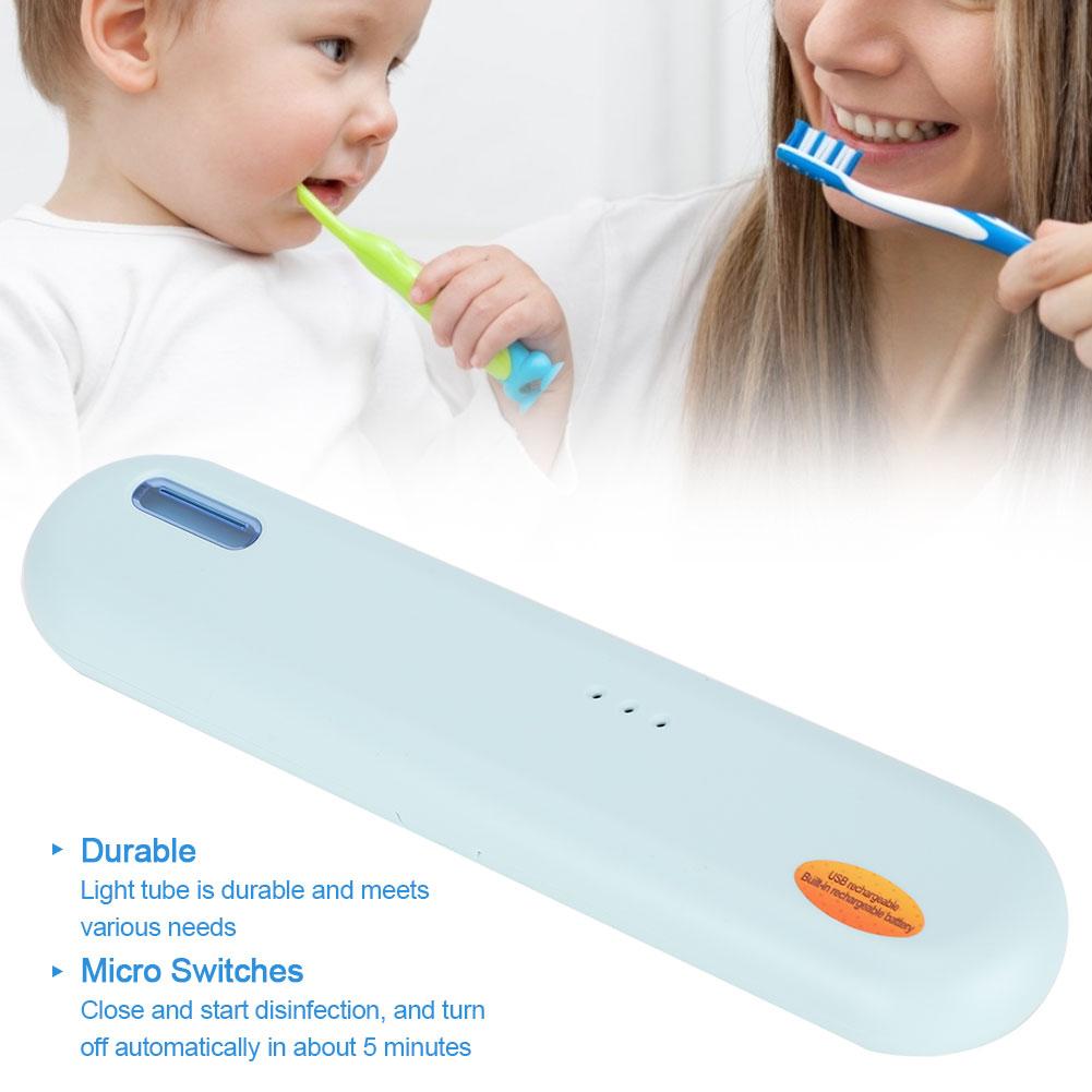 Portable USB UV Toothbrush Sterilizer Box Disinfection Toothbrush Storage HolderBlue