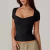 Heart-shaped Short-sleeved T-shirt Top With Slim Fit And Low-cut Bottoming Shirt