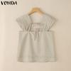 VONDA Женские блузки с квадратным вырезом, повседневные плиссированные топы с коротким рукавом