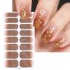 1pc Gradient Glitter Pink French Nail Polish Film Nail Stickers for 16 Fingers