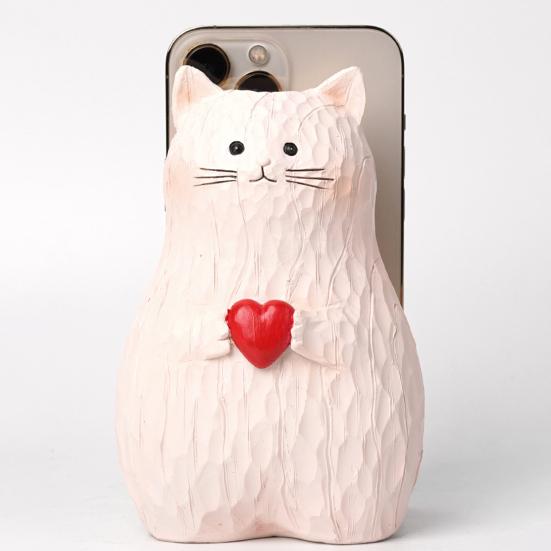 Ваза для цветов в форме сердца с котом из смолы ручной работы с изображением мультяшного котенка, держатель для цветочных растений