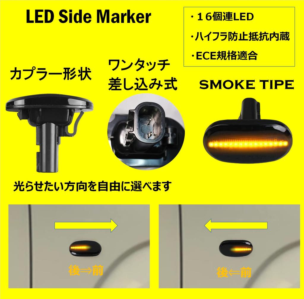 Jimny Flowing Turn Signals JB64W JB74W LED Sequential Turn Signals Side Markers with High Fla Prevention Function, Smoke Lens Type