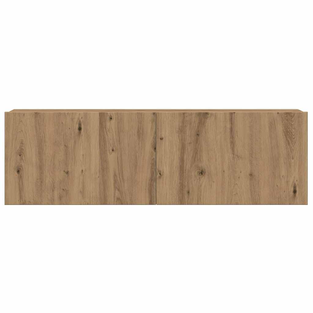 8 piece wall mounted TV cabinet set Artisan Oak finish engineered wood