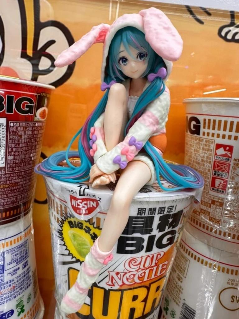 14см Аниме ХАТСUNE MIKU Фигурка Stopper для лапши Фигурка с ушками кролика Пижама Модель Игрушка Кукла Фигурка для коллекции Подарок ПВХ