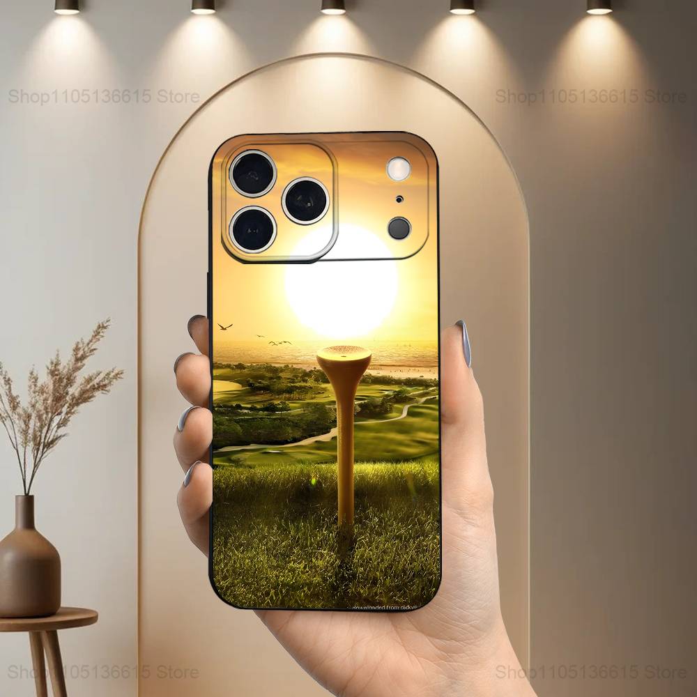 Sports Golf Modern Phone Case For iPhone 17,16,15,14,13,12,11 Plus,Pro Max,XS,X,XR,SE,Mini,8,7,Soft Silicone Black Cover