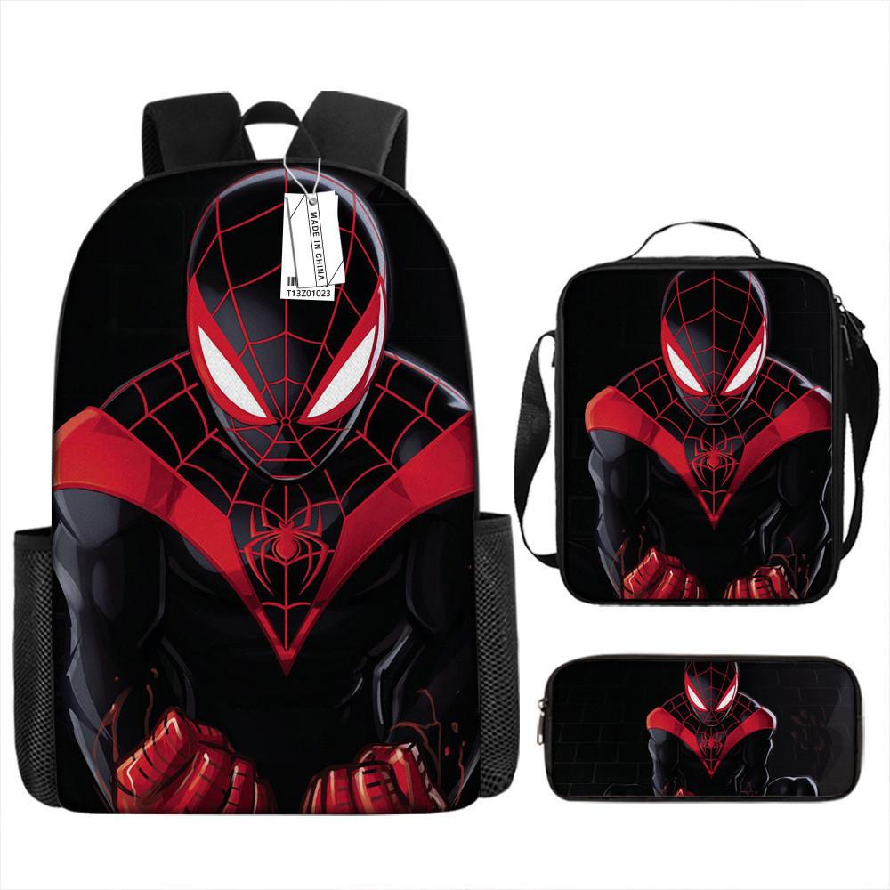 Spiderman School Backpack Set With Oxford Fabric Breathable Waterproof For Kids