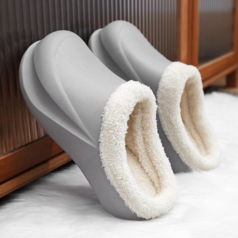 Модные парные тапочки мужские повседневные хлопковые туфли из ЭВА для зимы на открытом воздухе снег теплые плюшевые нескользящие толстые подошвы водонепроницаемые взрывной стиль