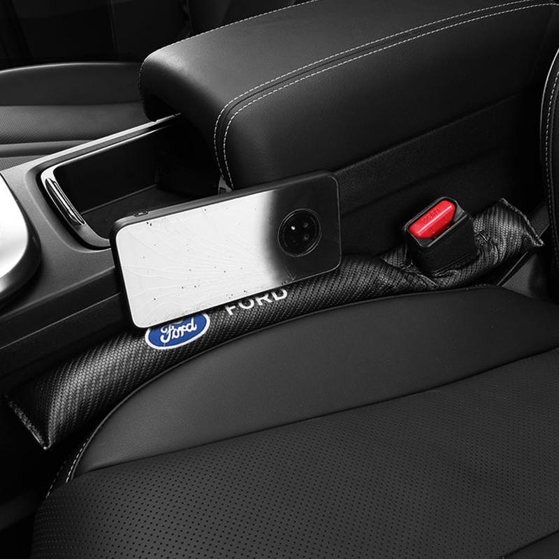 AAAMR1 Carbon Fiber Leather Car Seat Gap Strip Belongings Leakproof Plug For Ford Focus Fiesta Mondeo S-MAX Kuga Mustang Accessories