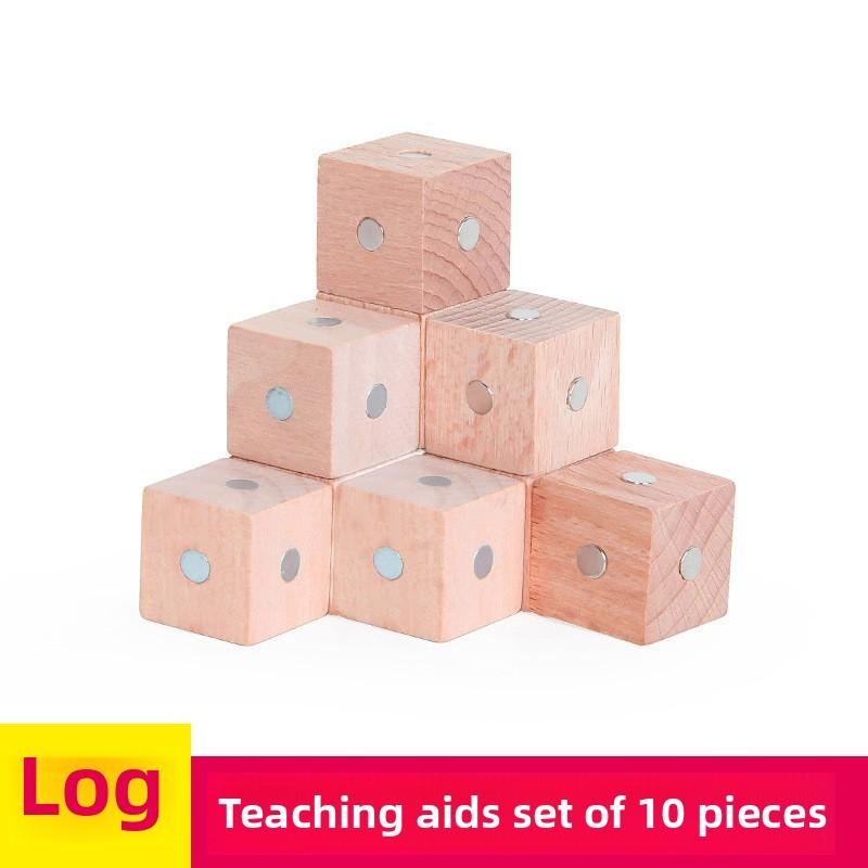 Math Learning Magnetic Cube Toy Made Of Eco-friendly Wood For Classroom Use