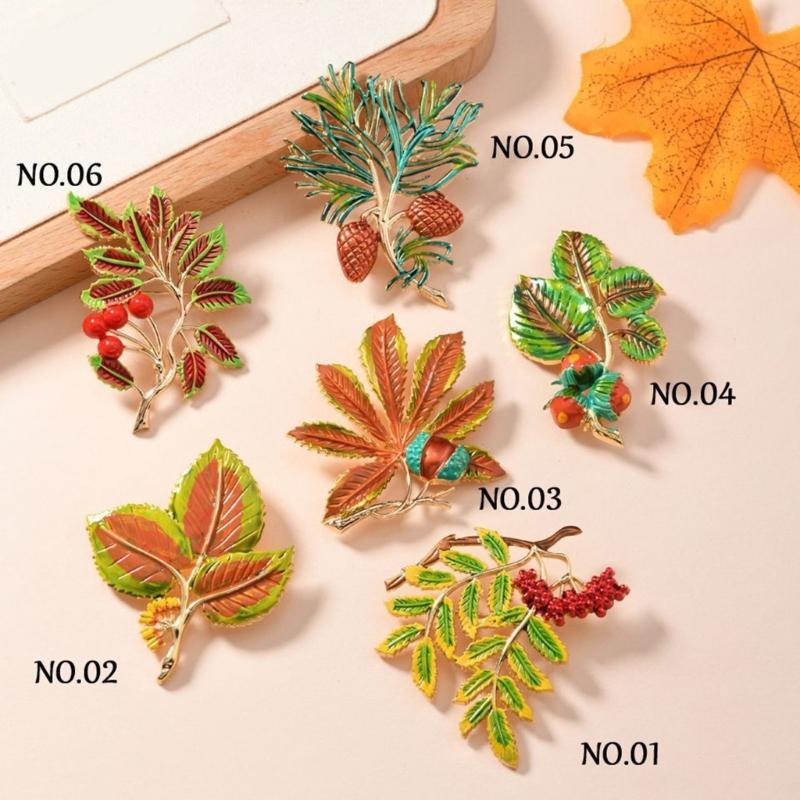 Vintage Style Enamel Autumn Leaf Brooch Handcrafted with User Friendly Materials for Fashionable Women and Nature Lovers