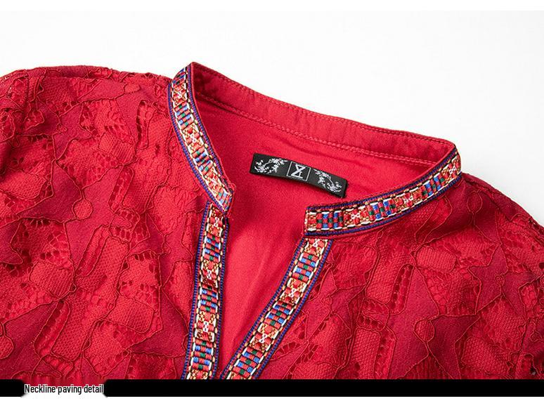 Этническое платье чонсам большого размера с V-образным вырезом и эластичной талией - Богемный ретро-стиль для весны и осени