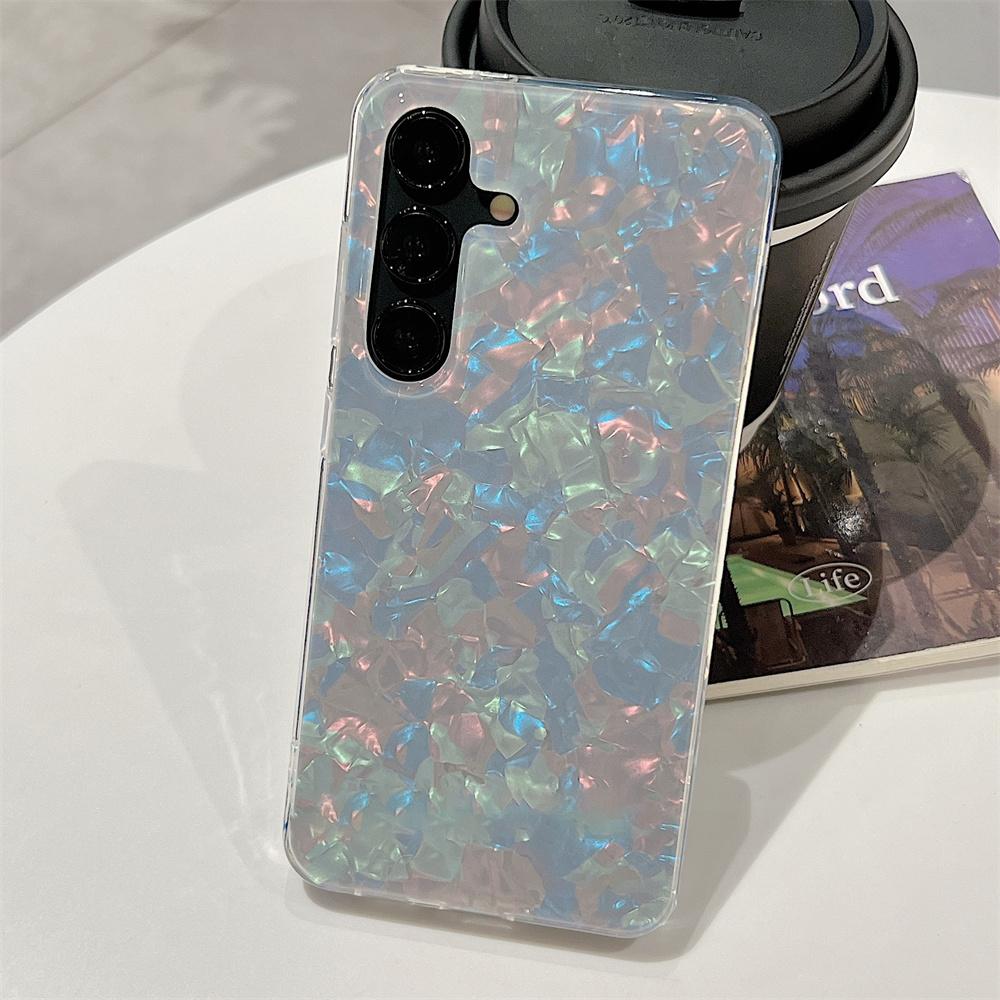 Лазерный чехол с узором-ракушкой для Samsung S25 S24 S23 S22 Plus Ultra FE A05 M12 A54 A55 A14 A15 A21S A23 A34 A35 A53 Note20