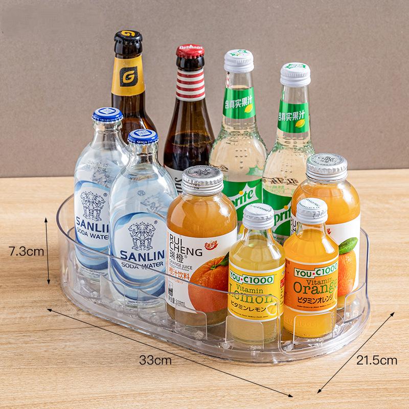 Beer Beverage Storage Tray 360 Rotating Removable Organizer Beer Holder Turntable Organization For Fridge Cosmetics Storage