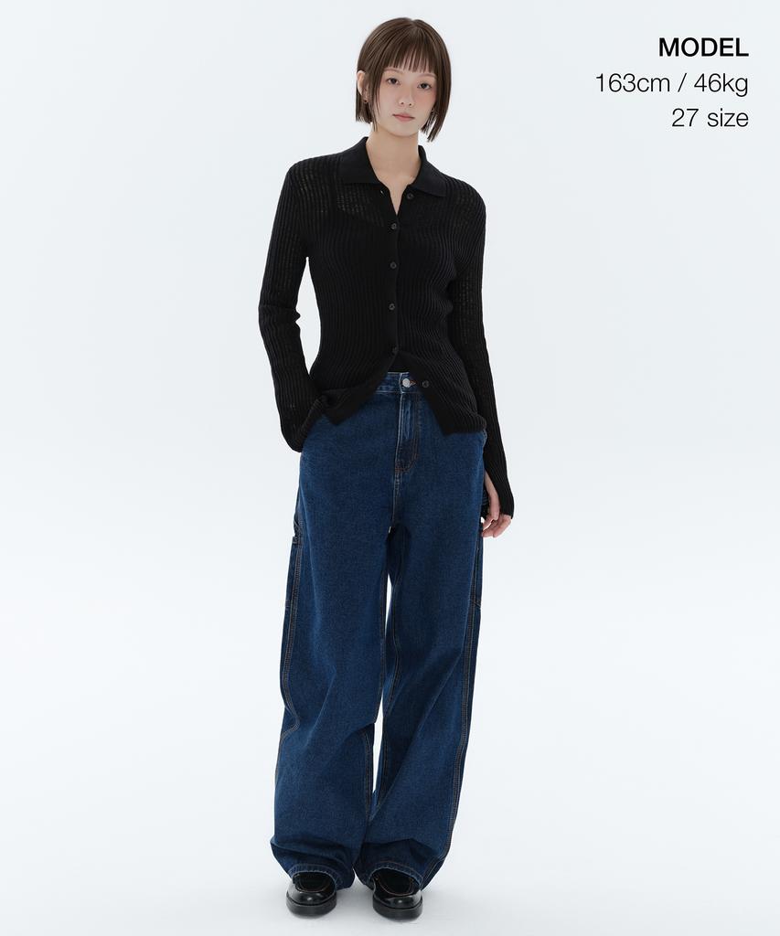 MUSINSA STANDARD WOMAN Women'S Denim Wide Carpenter Pants [Medium Indigo]