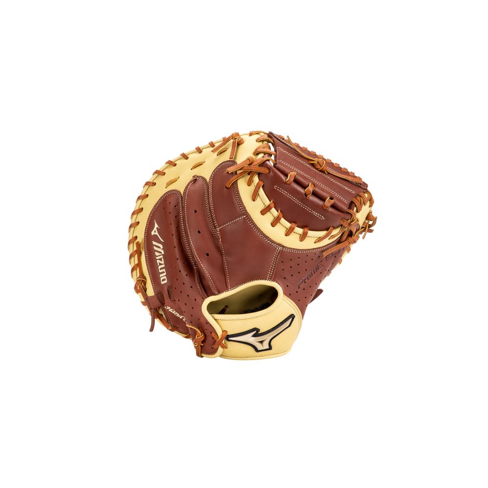 Mizuno Prime Elite Baseball US Size Exclusive to Mizuno Direct Stores Glove, Specification, Catcher's Glove, 33.5 inches, Brown/Blonde, 1AJCU02200,