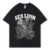 Funny Sea Lion Meme Tshirt Unisex Women Fashion Vintage Short Sleeve Tshirts High Quality Cotton Oversized T Shirts Streetwear