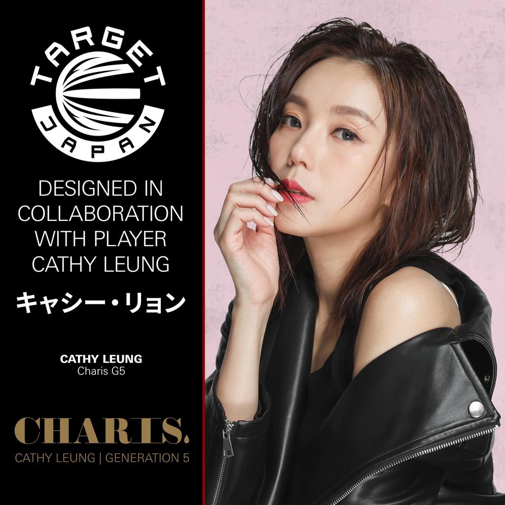 Target Japan CHARIS G5 Cathy Leung 90% Tungsten K-Flex Soft Tip Darts Set, No. 6 Shape Flights and Shafts, 2BA White Pixel Tips (CHARIS G5)