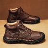 Winter/Fall Mens Handmade Casual Leather Casual Shoes High Boots Leather Shoes  for Men Soft and Comfortable Non-slip Ankle Boots