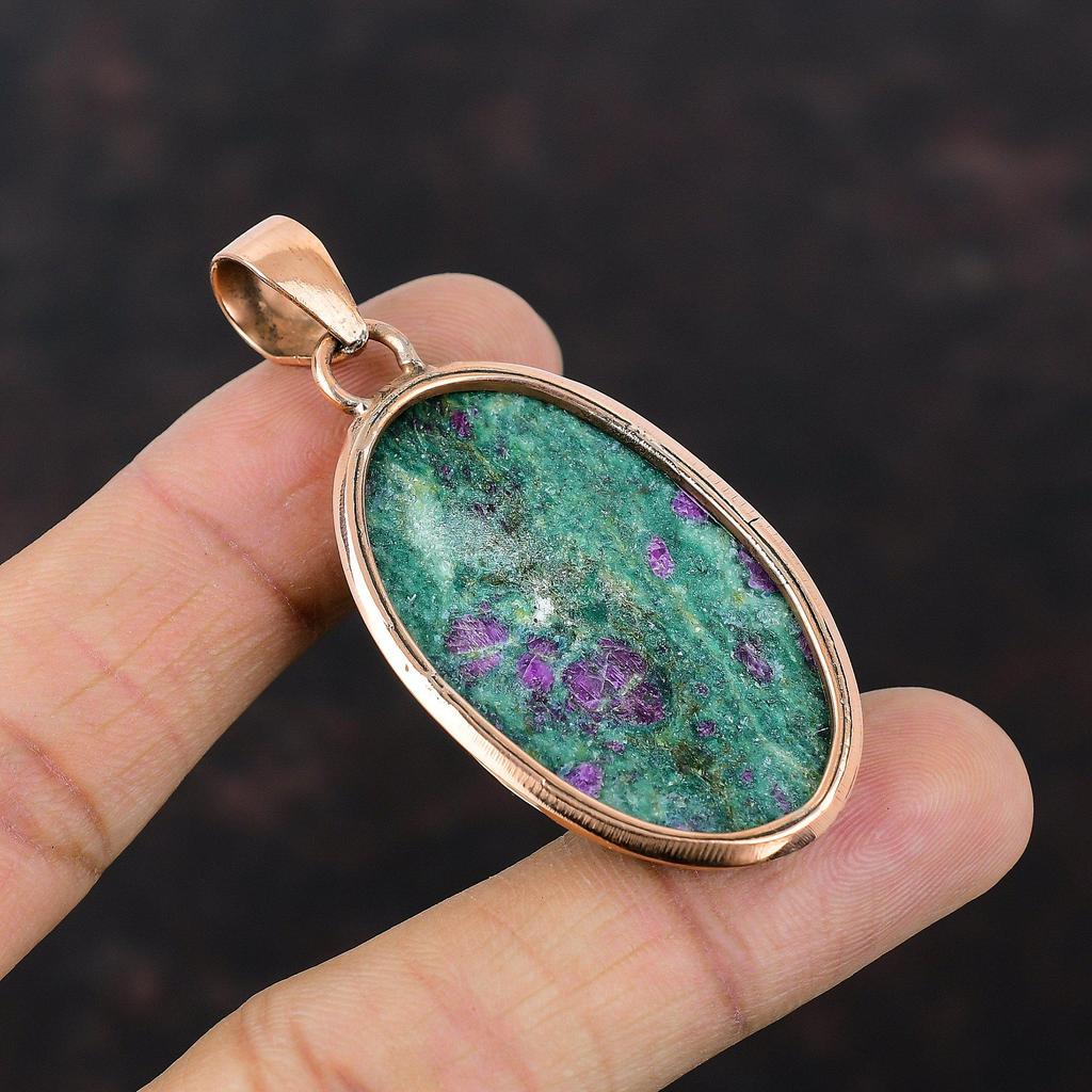 Ruby Fuchsite Pendant Copper Pendant High Quality Gemstone Jewelry Handmade Pendant Antique Copper Jewelry Pendant For Women Engagement Gift