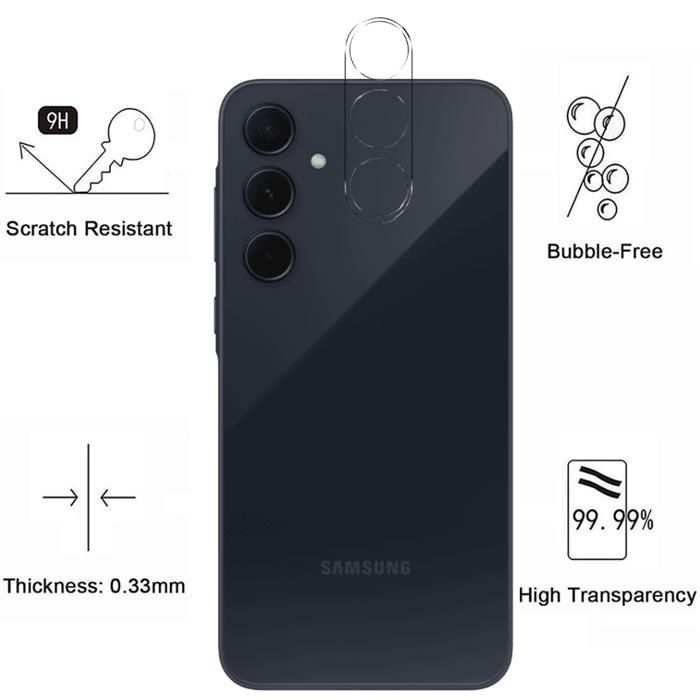 Protection Caméra - Phonillico - Samsung Galaxy A35 5G - Lot de 2 - Verre Trempé - Résistant aux rayures