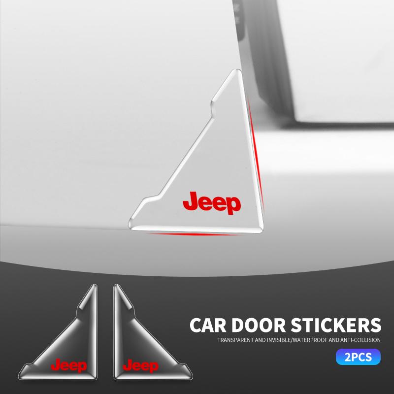 2Pcs Transparent Car Door Corner Cover Anti-Scratch Protection Sticker For Jeep Renegade Wrangler JL JK Gladiator Grand Compass AKU1
