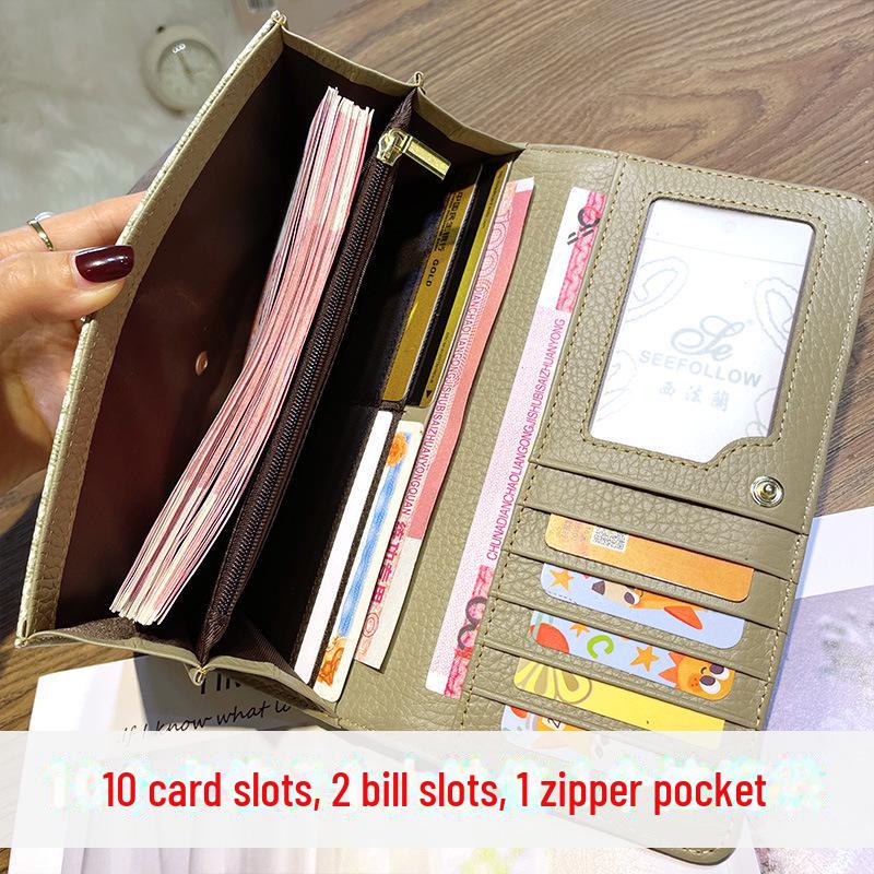 Женский кошелек из мягкой коровьей кожи большой емкости, держатель для нескольких карт, подходит для мобильного телефона, универсальный дизайн 2024 г.