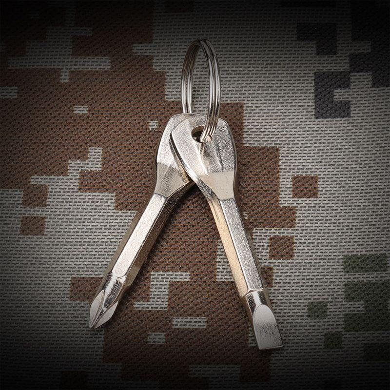 Портативная отвертка с 2 ключами, прецизионная литая сталь, мини-крестообразный многофункциональный инструмент, незаменимый на открытом воздухе, простой и практичный