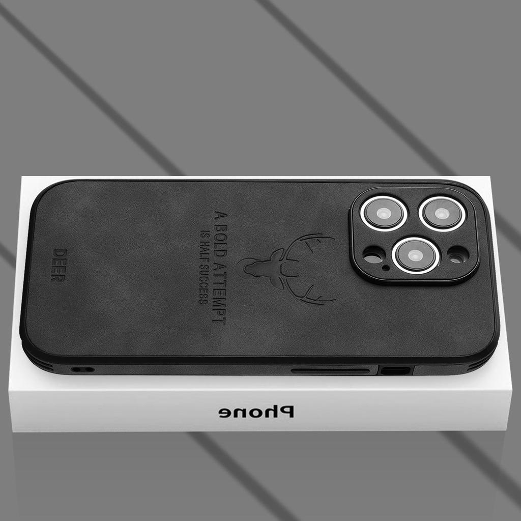 Магнитный кожаный чехол для телефона для iPhone 11-16, совместимый с iPhone 12-15 Pro Max, дизайн с головой лося, японский и корейский стиль