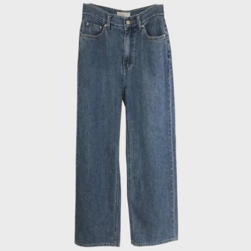 Женские джинсы с высокой талией и широкими штанинами в стиле ретро — осень 2022 г.