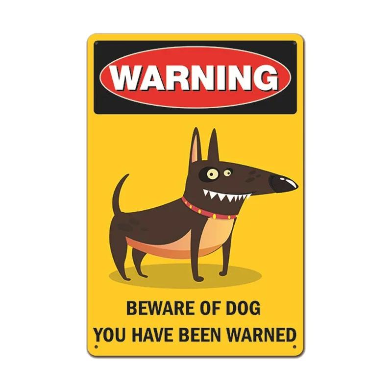 Retro Metal Tin Sign Warning Dog Vintage Wall Decor for Home Garden Cafe Perfect for IndoorOutdoor Use Rustic Poster Prin