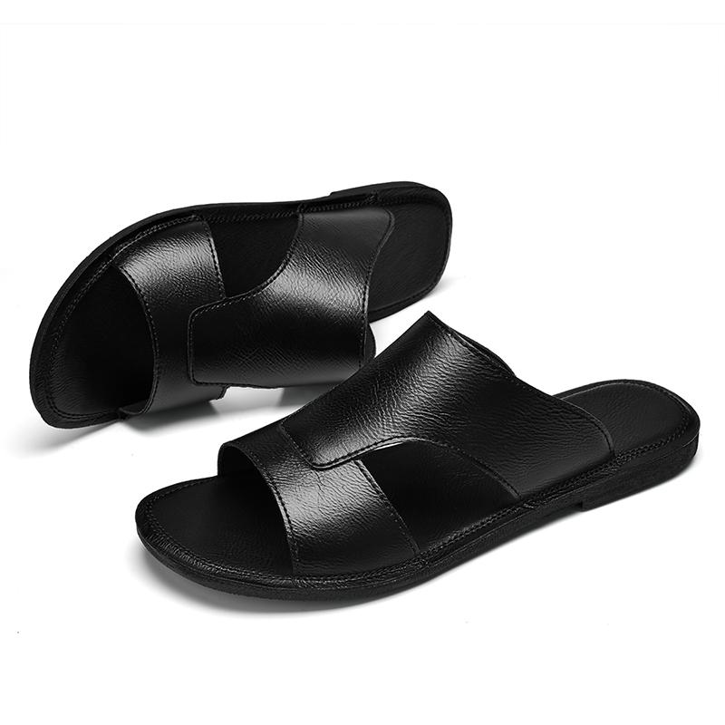 Fashion Summer New Men Sandals with Two Layers of Leather Outdoor Business Comfort Beach Shoes Flat Heel Banquet Social Men Sandals