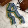 Scarf Korean Atmosphere Rainbow Striped Fringed Knitted Scarf Autumn And Winter Thickened Warm Versatile Scarf