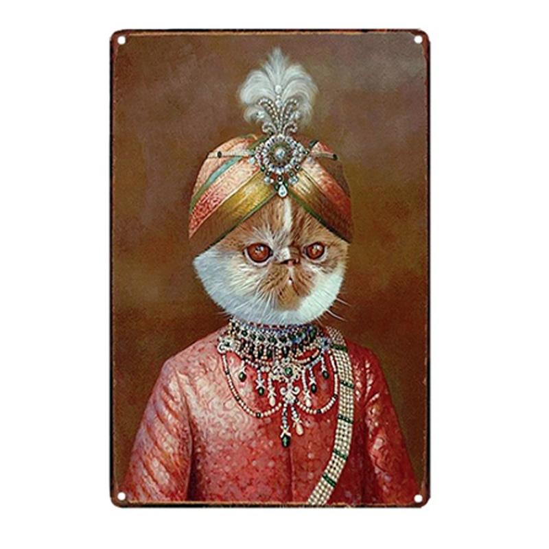 Винтажный металлический оловянный постер с одетой собакой для украшения стены спальни, оловянный постер в стиле шебби-шик с собакой