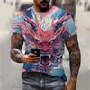 Fashion 3D Dragon Print T Shirt For Men Hip Hop Trend Harajuku Streetwear Casual O-neck Short Sleeve Tops Summer Loose T-Shirts