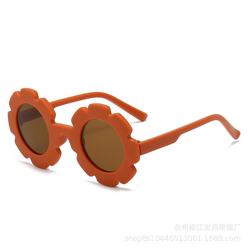 Детские очки с мультяшным принтом, солнцезащитные очки в матовой оправе, милые очки в оправе с подсолнухом карамельного цвета